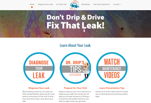 Don't Drip & Drive | Fix Car Leaks website